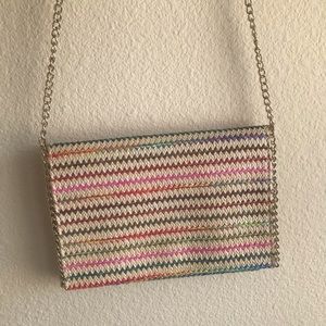CHELSEA28 Multicolor Straw Crossbody Clutch Bag